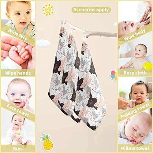 Image of Vvfelixl Baby Muslin Washcloths Soft Baby Face Towel for Newborn Infants, 11.8 X 11.8 Inch, 3 Pack, Cotton, Piglets, Animal, Compact, Heavyweight