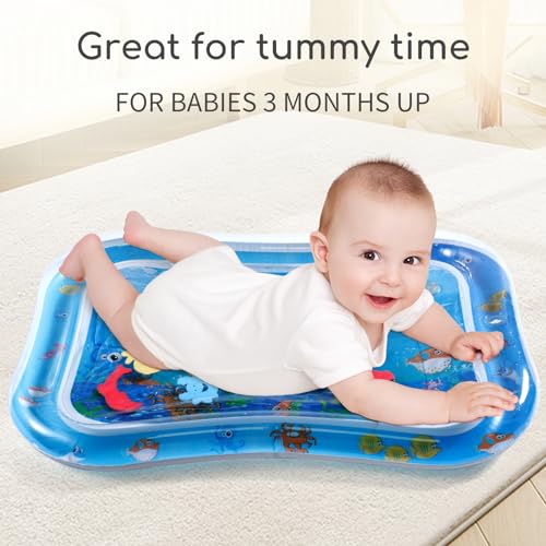 KidsMind Baby Water Tummy Time Mat - Inflatable Infant Tummy Time Water Mat for Babies 3 6 9 12 Months,Baby Sensory Shark Water Playmat Gift for Newborn Baby Girls Boys -26