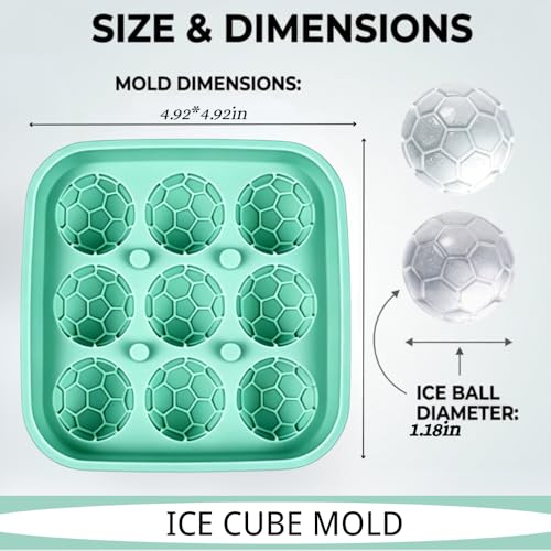 Molde de silicona para hielo esférico balón de fútbol 3D miniatura 2