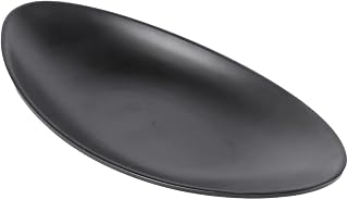 KICHOUSE Ship-Shaped Ingot Plate 5.3 Inch Heat Resistant Sushi Boat Serving Tray Black Melamine Cuisine Dish Seafood Platter for Home Restaurant Bar