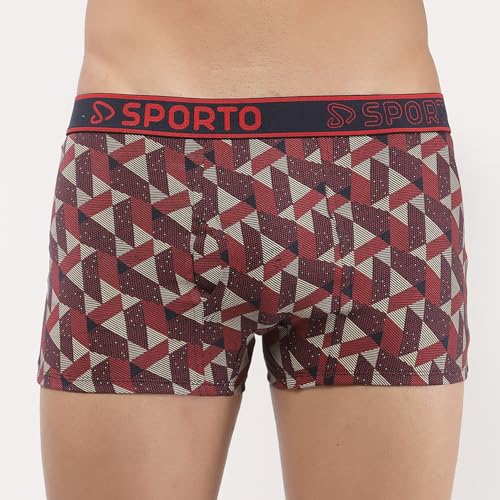 Image of sporto Macho Men's Cotton Spandex Trunk | Premium Single Jersey Fabric | Branded Outer Elastic Waistband | Double-Layer Contour Pouch | Breathable Innerwear