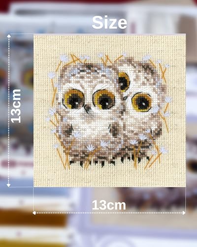 Image of RIOLIS 1755 Little Owls Counted Cross Stitch Kit 5.12 x 5.12 in