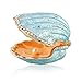 LiuliuBull Vintage Perle Muschel Klappen Schmuck Box Ehering Ring Halter Metall Muschel Figur (Color : Orange)