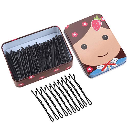 200 Stuks Bobby Pins Metalen Golvende Haarspelden Zwarte Bob Pins Haarspeldjes Grips met Opbergdoos voor Haar Styling Decoratie