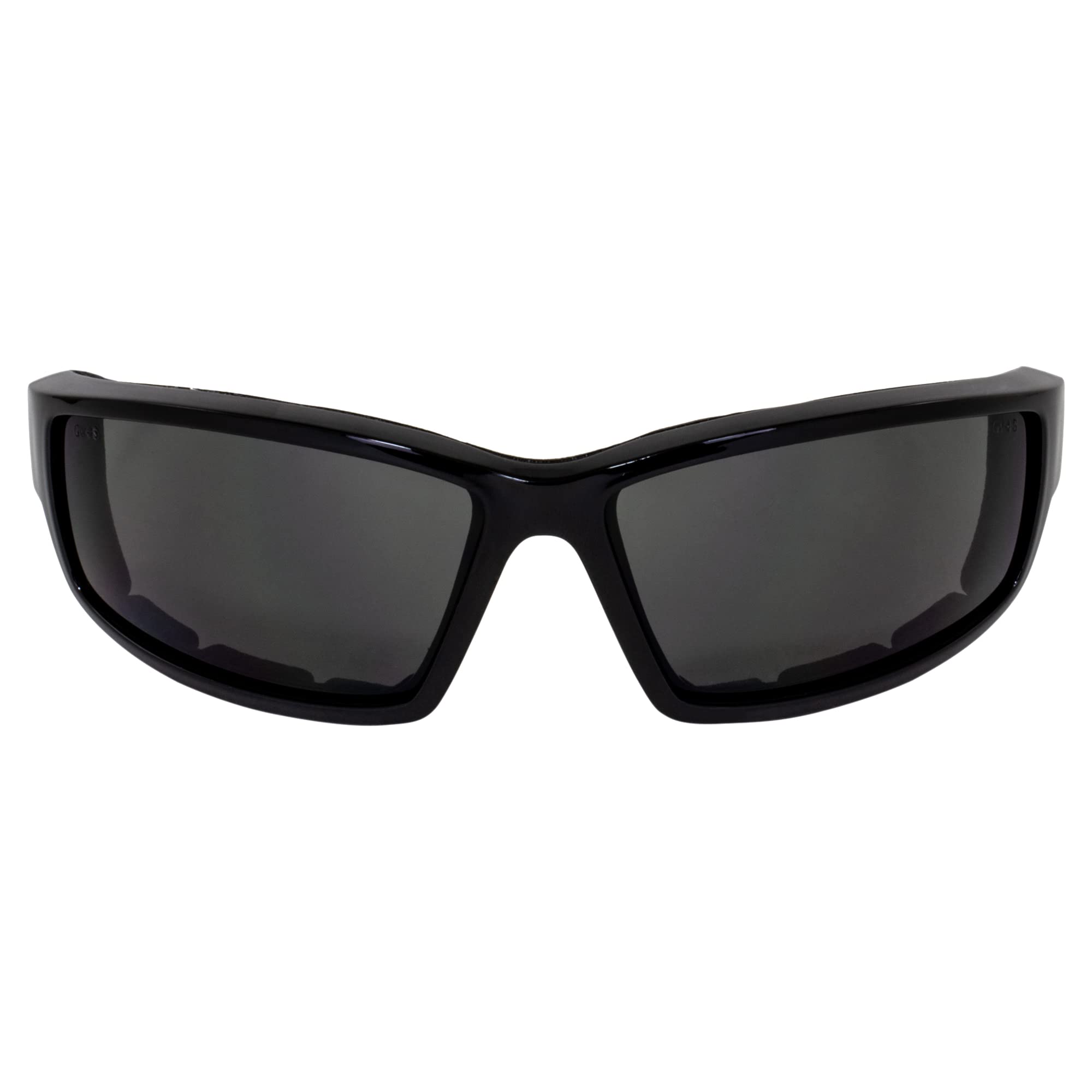 Global Vision - 4 paia di occhiali da sole imbottiti da moto, montatura nera, 1 lente fumé trasparente e 1 lente gialla