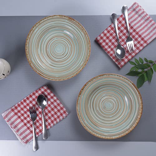 Image of Mi&Mo Ceramic Pasta Plate Set, (8) inch - Large Size Pasta Plate for Snacks, appetizers etc. Handmade Stoneware Pasta Plate by Artists - Galaxy (4)
