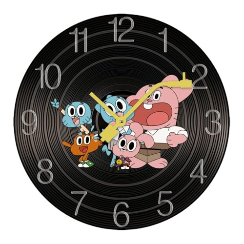 掛け時計 木製レコード おかしなガムボール ウォールクロック かけ時計 置き時計 インテリア おしゃれ 電池式 飾り 木製 連続秒針 北欧 無音 壁掛け 個性的 大数字 音楽愛好家 直径30cm ギフト