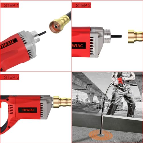 1300W Electric Concrete Vibrator, Hand Held Power Concrete Vibrators Cement Bubble Remover,13000 VPM With 4.9 Ft Long Copper Rod Concrete Tools - Image 4