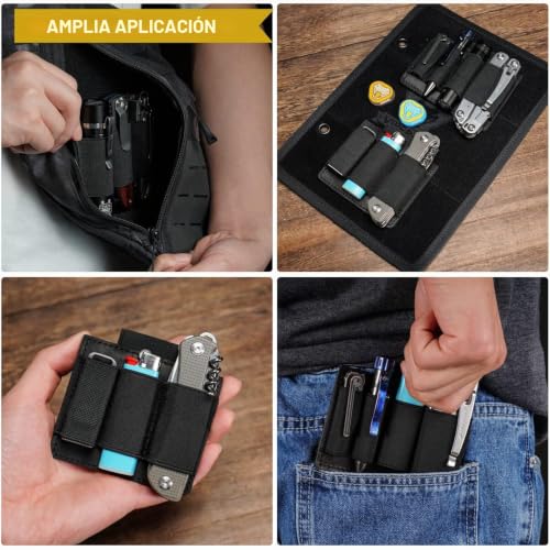Miniatura 4 de Viperade Pl7 Organizador Edc Elástico Pequeño Inserto Organizador De Gancho Con 4 Bolsillos Elásticos, Funda Organizadora Multiherramientas Con Bolsa Elástica Edc, Panel Organizador De Gancho -L