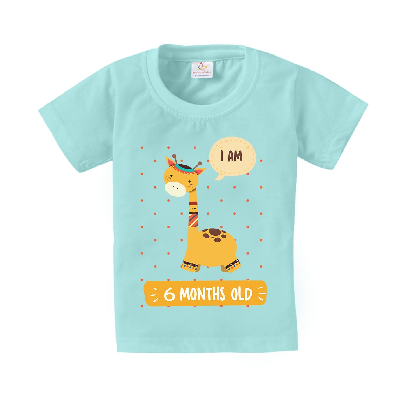 baby wishBirthday Milestone Dress for Boy’s and Girl’s Birthday Tshirt for Kids Happy Birthday T-Shirts Half Sleeve Celebration Birthday boy Girl T-Shirt I am 6 Months Old Giraffe