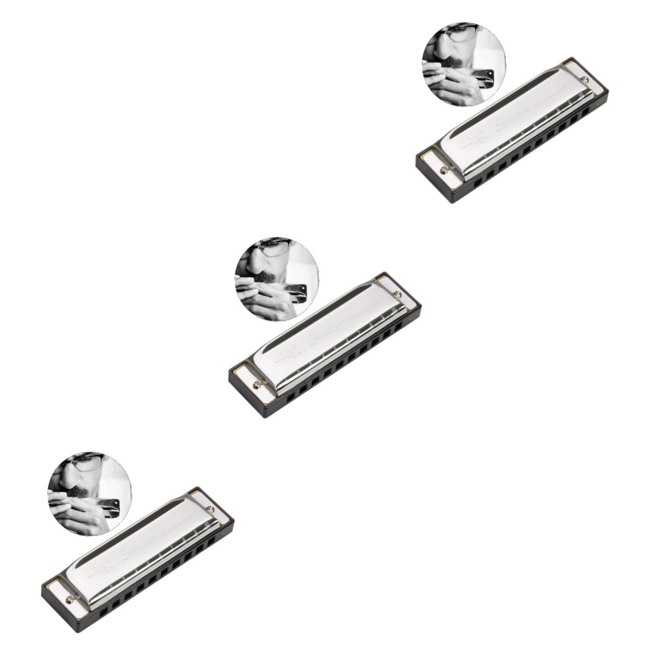 Abaodam 3pièces Harmonica Diatonique c Professionnel De Qualité Pour Musiciens Et Débutants