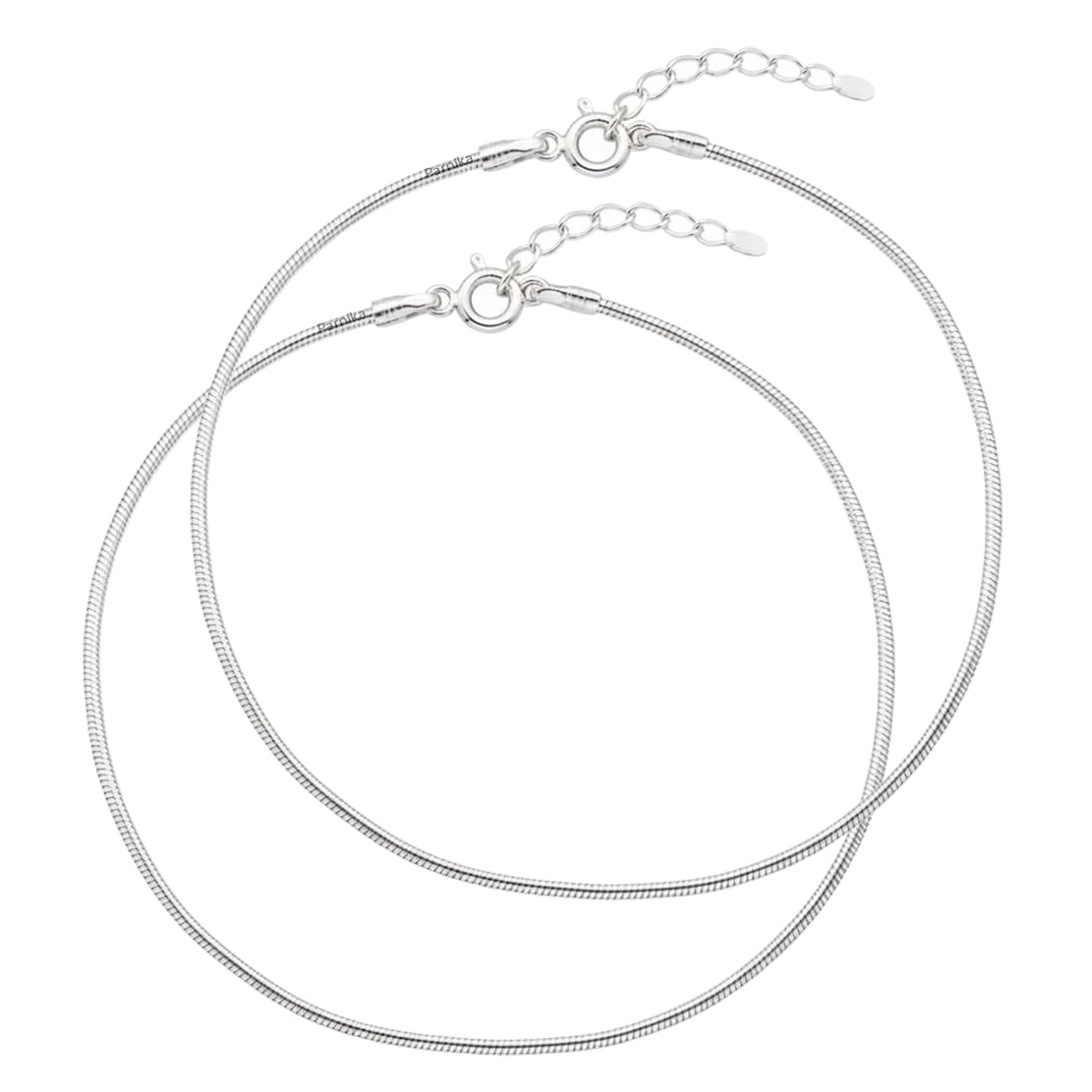 Parnika (Formerly MJ Trendy Flexible Silver Payal (Anklets) in Pure 92.5 Sterling Silver for Girls/Women | Gift for Women and Girls | With Certificate of Authenticity |