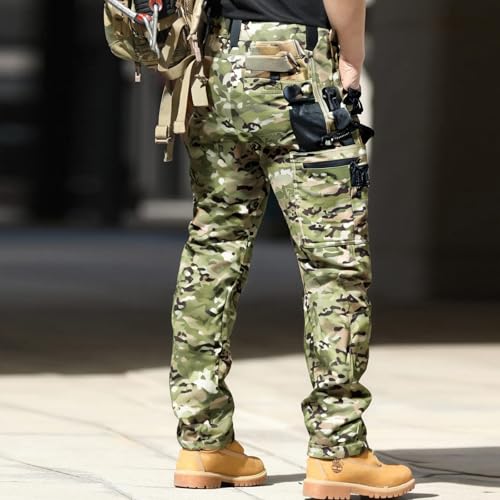 Tactical Pants for Men Fleece Waterproof Ripstop Cargo Sweatpants Outdoor Thermal Hiking Work Trousers4