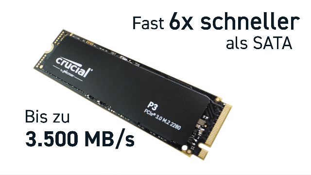 Crucial P3 500GB M.2 PCIe Gen3 NVMe Internal SSD 3D NAND, up to