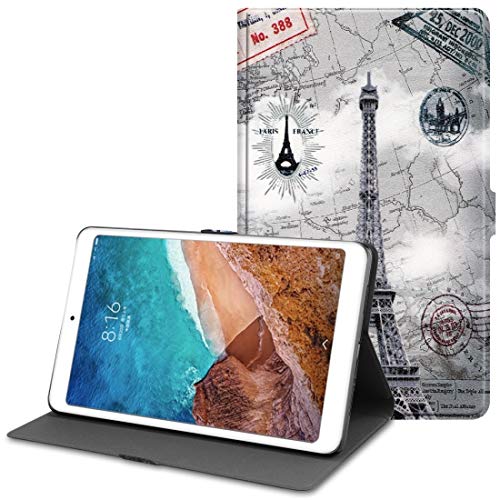 Konglz Fundas para Tablet PC Estuche de Cuero con Textura TPU con Tiras horizontales y diseño de Torre Eiffel for Xiaomi Mi Pad 4 Plus, con Soporte y función de Reposo/sueño Fundas para Tablet PC