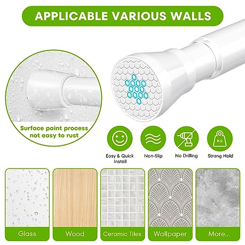 Shower Curtain Rail Extendable Curtain Poles 70-130 cm Tension Rods for Curtains Net Curtain Rods Extendable Shower Curtain Rod Telescopic Curtain Pole No Drilling Spring Rod for Windows,Bathroom - Image 3
