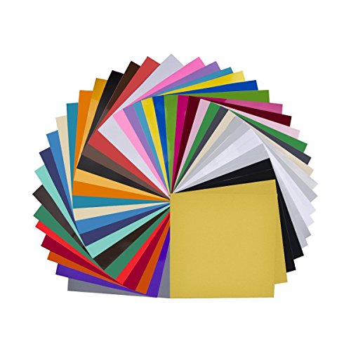 Vinyl Sheets 40 Pack 12 x 12 Premium Permanent Self Adhesive Vinyl Sheets for Craft Cutters,Printers,Letters,Decals (35 Color)