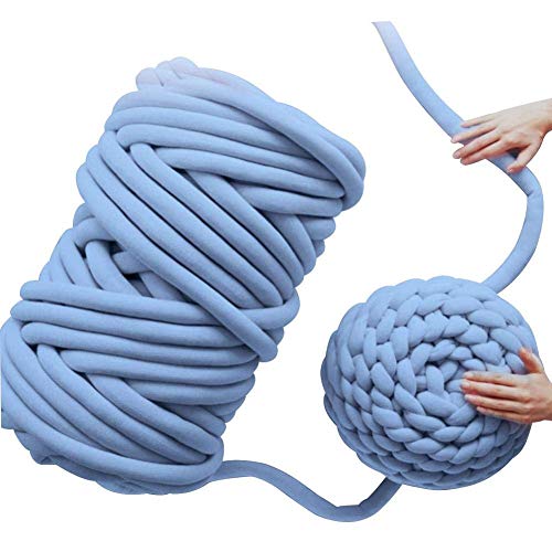 Core Yarn Roving Garn Mehrfarbig Sperrige Armstricken Wolle Weich Grob Gestrickte DIY Hand Chunky Strickdecke Garn für Riese Klobig Werfen Teppich Sofa Decke Kuscheldecke Haustier Bett (Blau, 1KG)