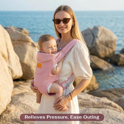 Image of Baby Carrier Newborn to Toddler(8-30lbs), Toddler Carrier Baby Holder Carrier with Adjustable Shoulder Strap, Chest Carriers, Pink