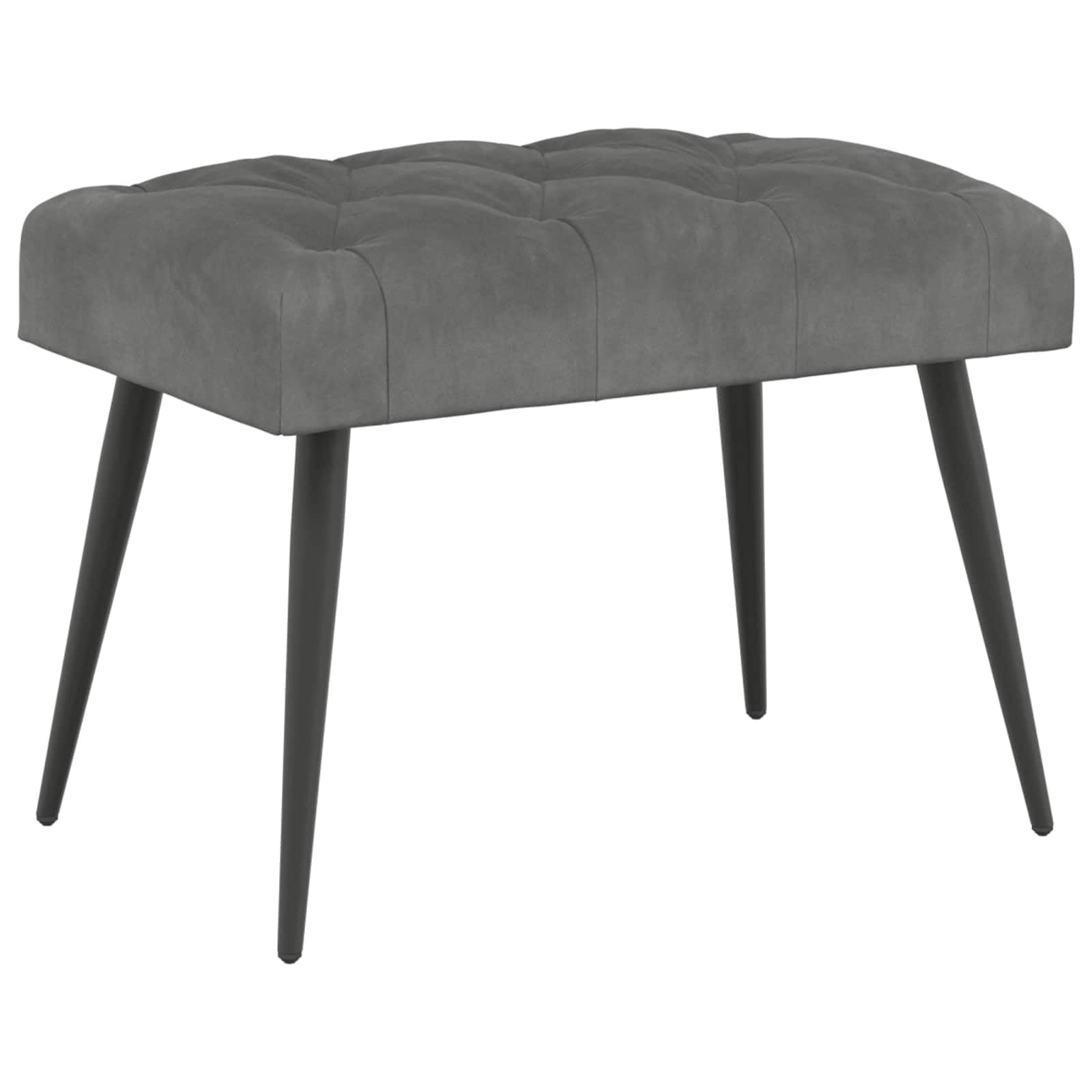 Panchina in Velluto con Bottoni Grigio Scuro 60x40x45 cm
