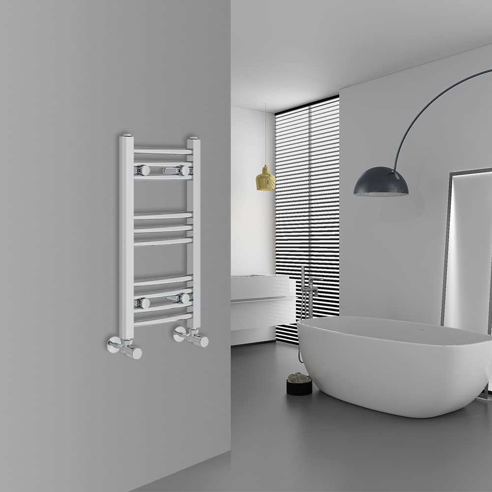 Warmehaus Chrome Curved Bathroom Heated Towel Rail Ladder Radiator 600X300mm