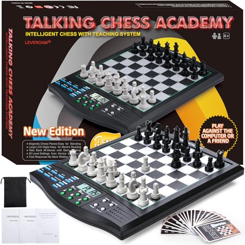 Image of Talking Chess Academy with Voice Teaching System, Electronic Chess Set with Strong Magnetic Pieces, Electronic Chess Board with Rating ELO 2000, Smart Chess Board Great for Brain Training