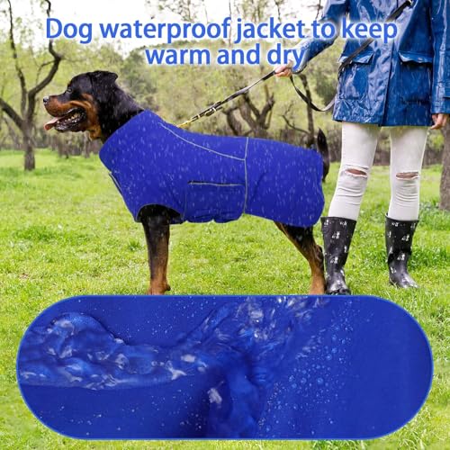 Image of MIGOHI Dog Winter Jacket,Dog Coat Waterproof,4XL Winter Snow Coat with Fleece Lining for Large Dogs Boys Girls,Snowproof Pet Jacket,Great Dane,Mastiff,Blue