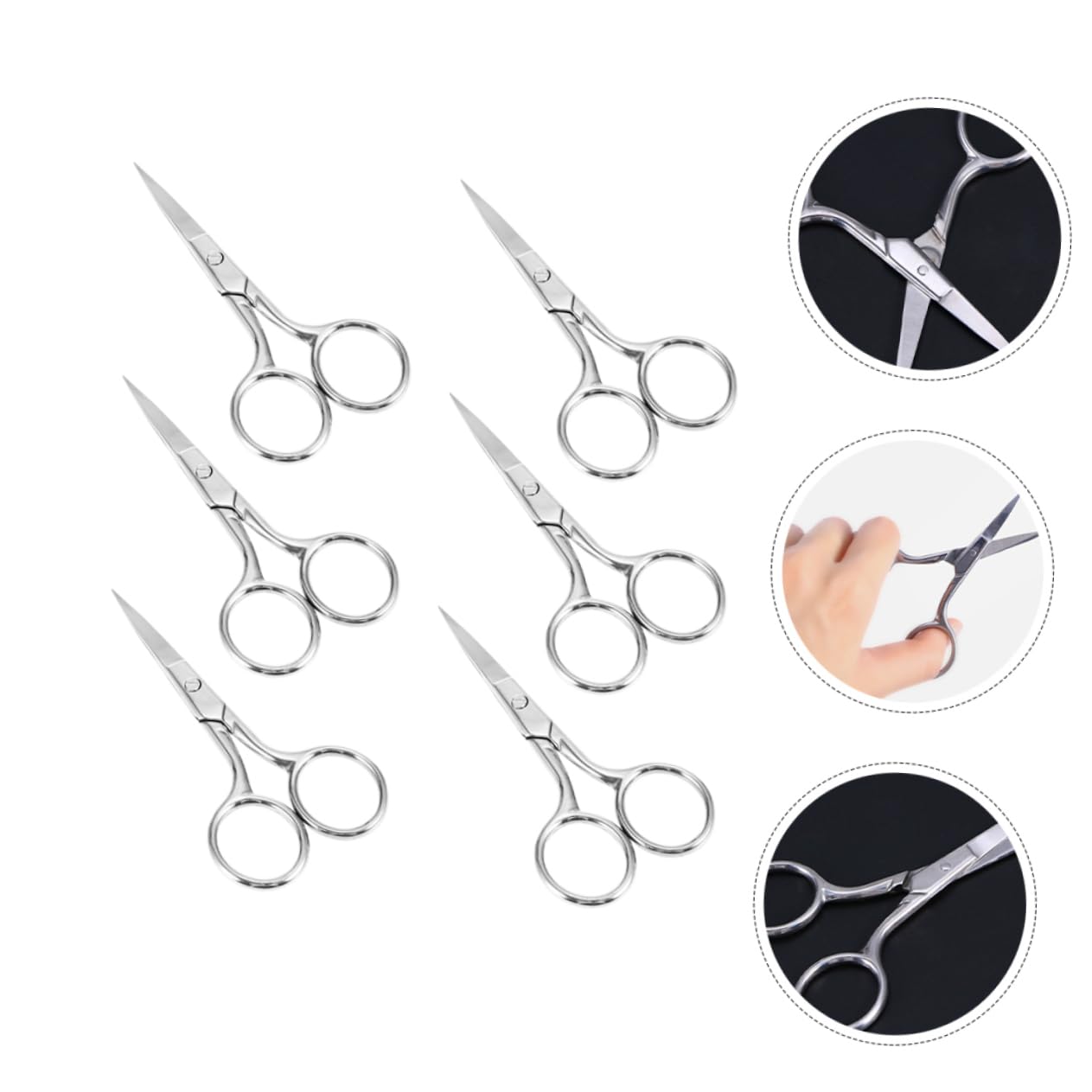 Didiseaon 6piezas Tijeras Para Cejas De Acero Inoxidable Tijeras Portátiles Pequeñas Para Facial Para Cejas Cuidado Facial Casa o Viaje