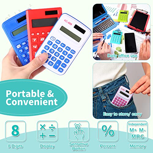 48 Pcs Pocket Calculator Small Basic Standard Battery Powered Calculator Mini Colored 8 Digit Handheld 4 Function Calculator For Students Kids School Teacher Desktop Home Office, 3 Designs #TOP2