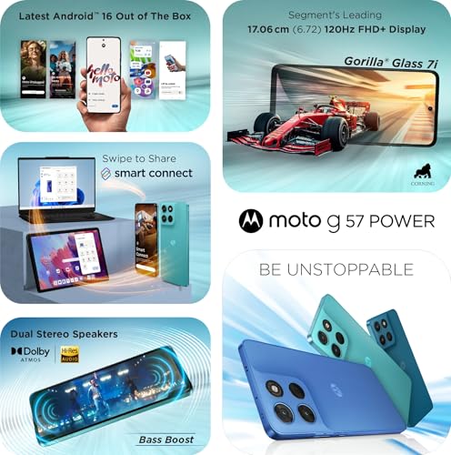 Image of Motorola G57 Power 5G (Pantone Fluidity, 8GB RAM, 128GB Storage) | 6.72 inch FHD+ Display | Snapdragon 6s Gen 4 Processor | 50MP + 8MP Dual Rear Camera | 8MP Front Camera | 7000mAh Battery | 5G Smartphone