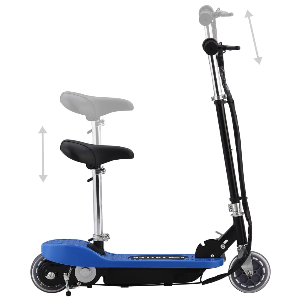Trottinette électrique avec siège pour enfants 120 W Bleu Pliable avec frein 12 km/h
