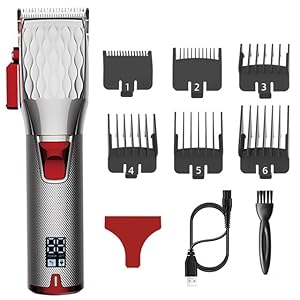 Hair Clippers for Men, Professional Rechargeable Hair Clipper Barber Adjustment Salon Machine Hair Trimmer Cord and Cordless Electric Hair Cutting Tool(Silvery red)