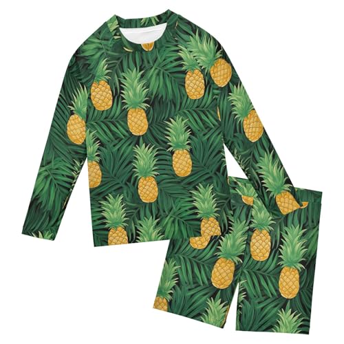 Pineapple Fruit Boys Rash Guard Swimsuits Set for Boys Long Sleeve Swim Shirts Bathing Suits with Trunks B0403748