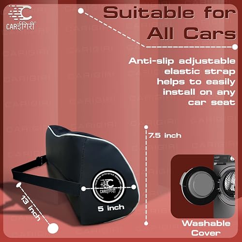 Image of Carigiri NeckXpert Car Neck Rest Pillow|1 Year Warranty|Memory Foam Neck Pillow| Seat Headrest Cushion| Car Neck Pillow for Neck Pain Relief in Office,Driving(Black,White Hemming,Pack of 1)