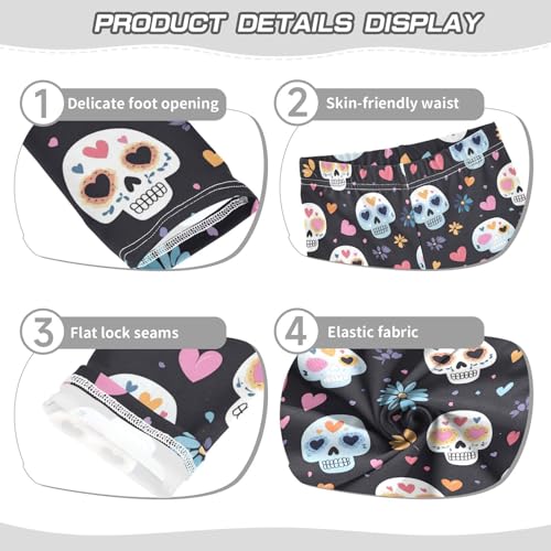 Colorful Heart Maxican Skull Girls Casual Leggings for Kids Printed Long Pant Bottoms Stretch and Soft3