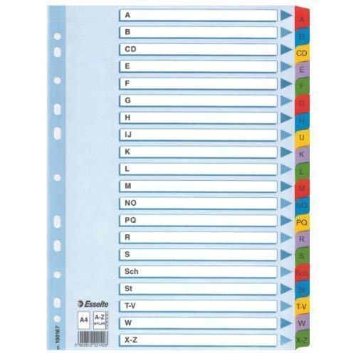 Leitz Kartonregister A-Z, A4, Karton, 21 Blatt, weiss (10, 1-12)
