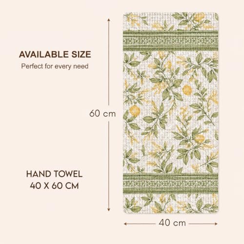 Image of Cotton Rich Printed Waffle Hand Towel | Lightweight | Anti Microbial & Water Absorbent | Soft Touch Quick Drying Towels (Sage Botanical, Pack of 4)