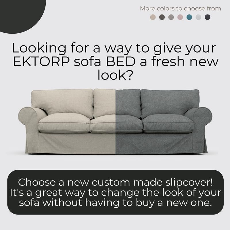 comfortly Cover for Ektorp 3 Seat Sofa Bed, Replacement Slipcover, Heavy Duty 7 pcs Cover, Soft Durable Washable Fabric, Easy to Clean & Replace (Crown - Black)
