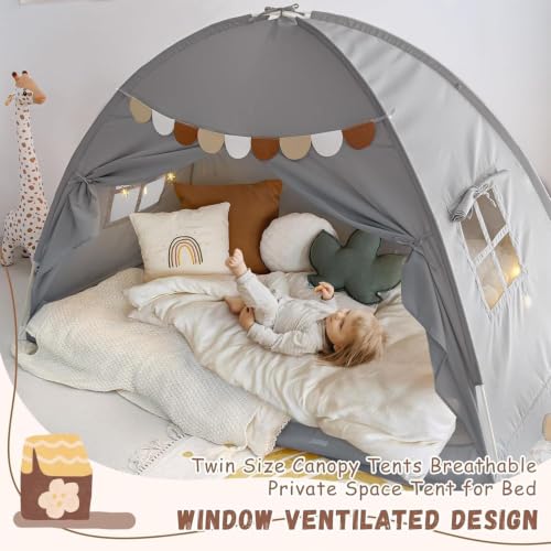 Tienda de cama transpirable con espacio privado infantil y dosel 5