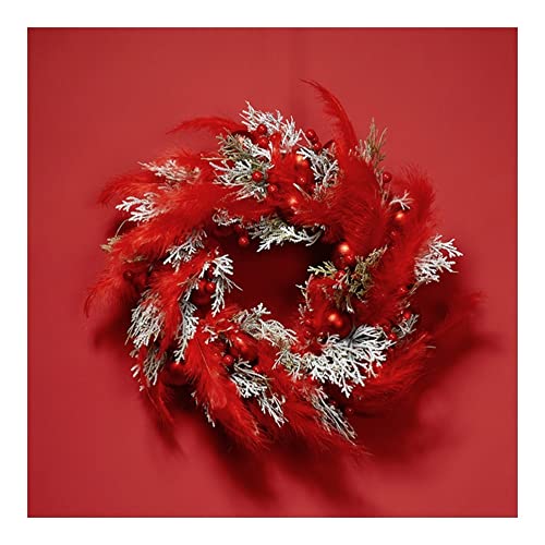 Couronne de Noël 40 cm aux plumes et baies pour votre décoration de fête