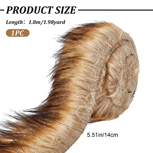 GORGECRAFT 7x180cm Faux Fur Trim Ribbon Brown Classic Hood Trim Fox Fur Fabric Artificial Stripe Precut Fluffy Plush for Women Hood Wrist Cuffs Replacement Warmer Cozy Winter Decoration DIY Craft - Image 2