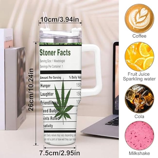 40oz Tumbler with Lid, Insulated Cup, Travel Coffee Mug, Perfect Gift for Easter, Father's Day, Mother's Day, Birthday, Cannabis 420 Weed Design