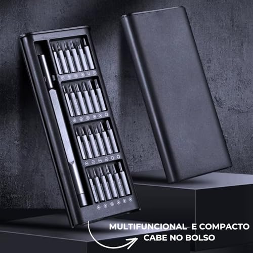 Combo Chaves De Fenda Magnética Multifuncional 25 Em 1 Com Case Compacto Para Eletrônicos Celulares