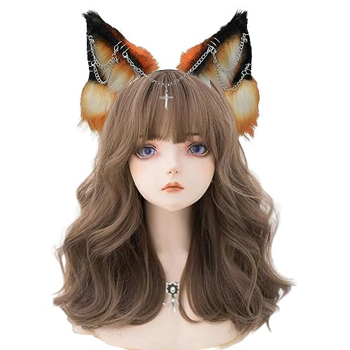 Image of VIGVAN Handmade Wolf Fox Ears Animal Cosplay Cute Head Accessories for Halloween