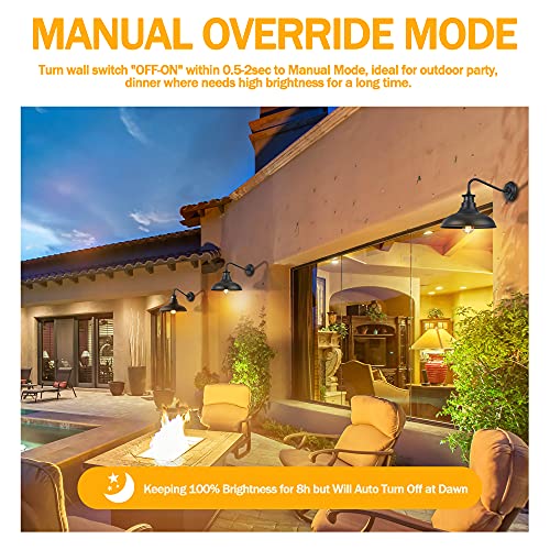 Dusk to Dawn Motion Activated Sensor Gooseneck Outdoor Wall Light Fixture, Industrial Outdoor