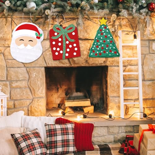 Whaline W10888 3Pcs Christmas Small Pinatas Xmas Tree Santa Gift Box Shaped Pinatas For Holiday Party Games Supplies thumb #4