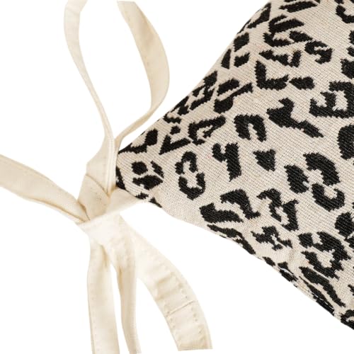 Image of Pack of 2 Washable Reversible Woven White and Black Seat Cushions with Micro Fiber Filler & Ties, Size 16 x 16 Inches | 40 x 40 cm for Sitting, Pooja, Dining Table, Outdoor