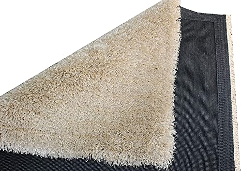 Image of Shag Ultra Soft Square Carpet Plain Fur Rugs Home and Office 6x6 Feet Sqaure Microfiber & Polyster Modern Interior Floor Mat Beige
