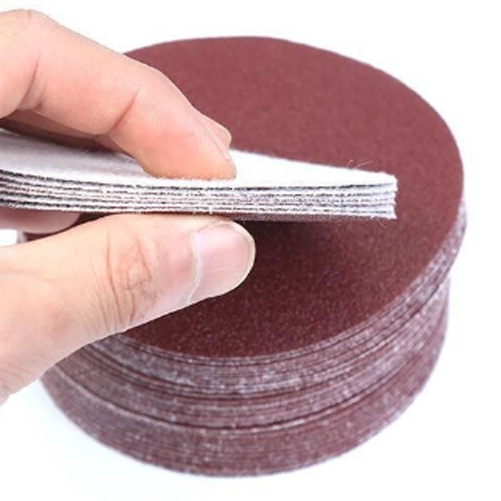 100 szt. Flokowanych czerwonych krążków ściernych 125 mm krążki szlifierskie PSA z haczykiem i pętelką(320grit)