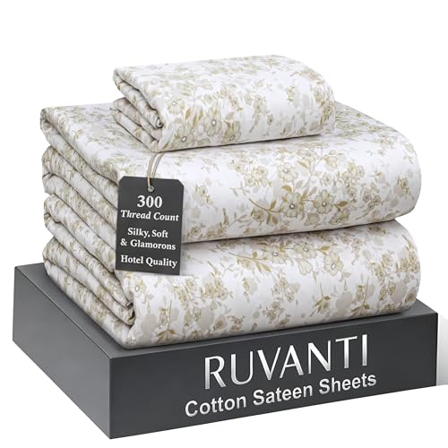RUVANTI 100% Cotton Sheets Twin Size Bed Set - 300